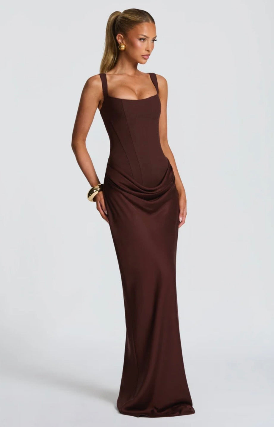 Matilda | Sleeveless Wedding Guest Corset Maxi Dress