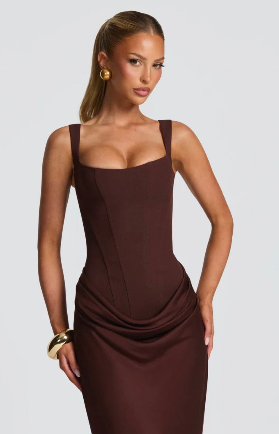 Matilda | Sleeveless Wedding Guest Corset Maxi Dress