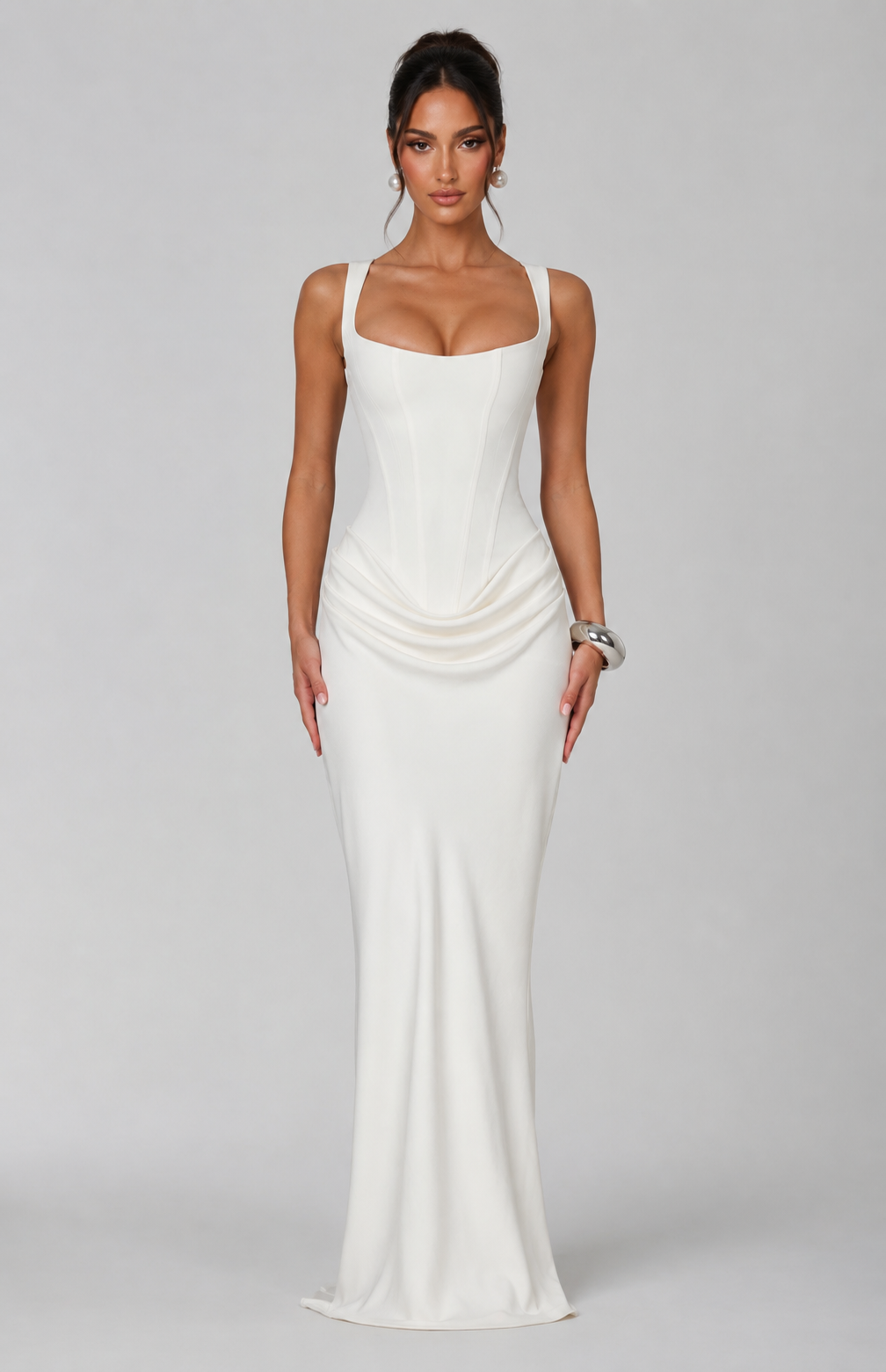 Matilda | Sleeveless Wedding Guest Corset Maxi Dress