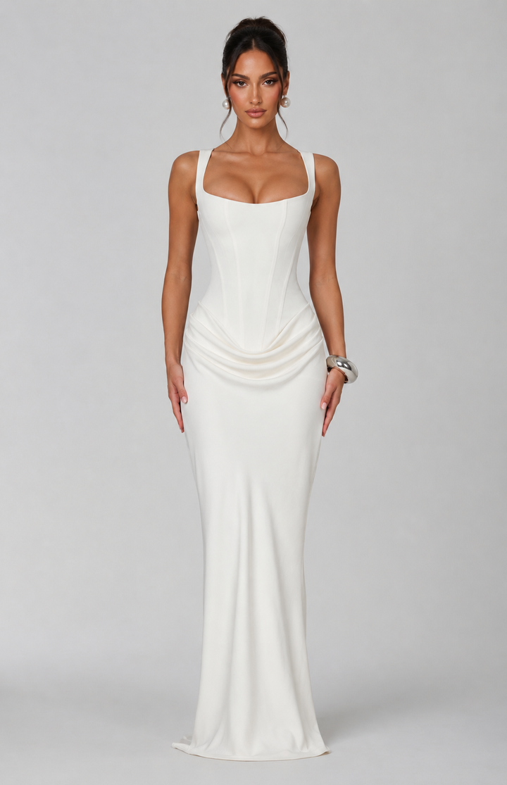 Matilda | Sleeveless Wedding Guest Corset Maxi Dress