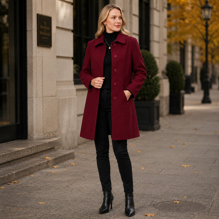 Matilda | Womens Collared A-Line Button Coat