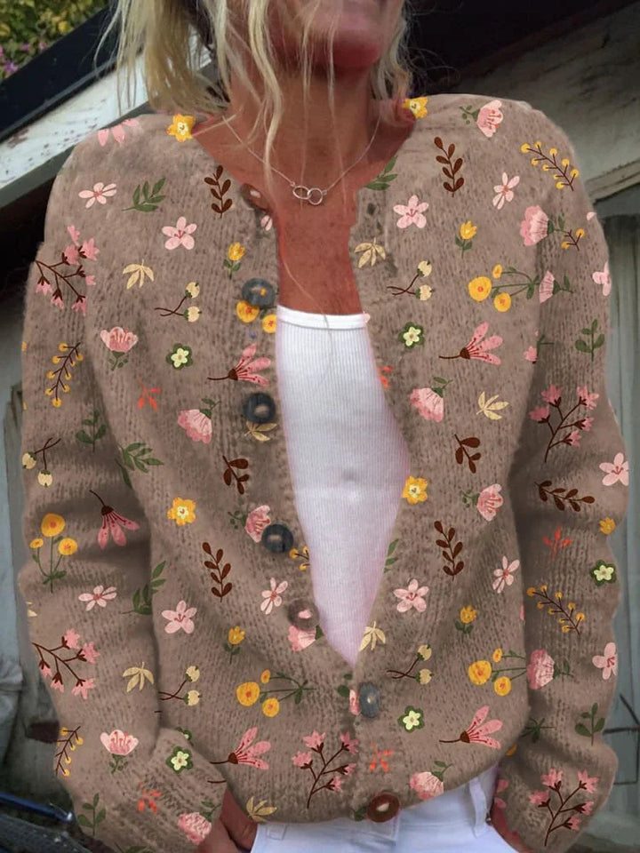 Matilda | Womens Relaxed Floral Knitted Button Cardigan