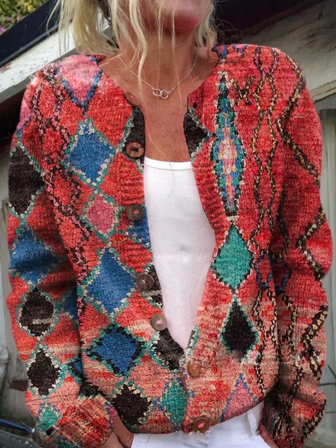Matilda | Womens Relaxed Floral Knitted Button Cardigan