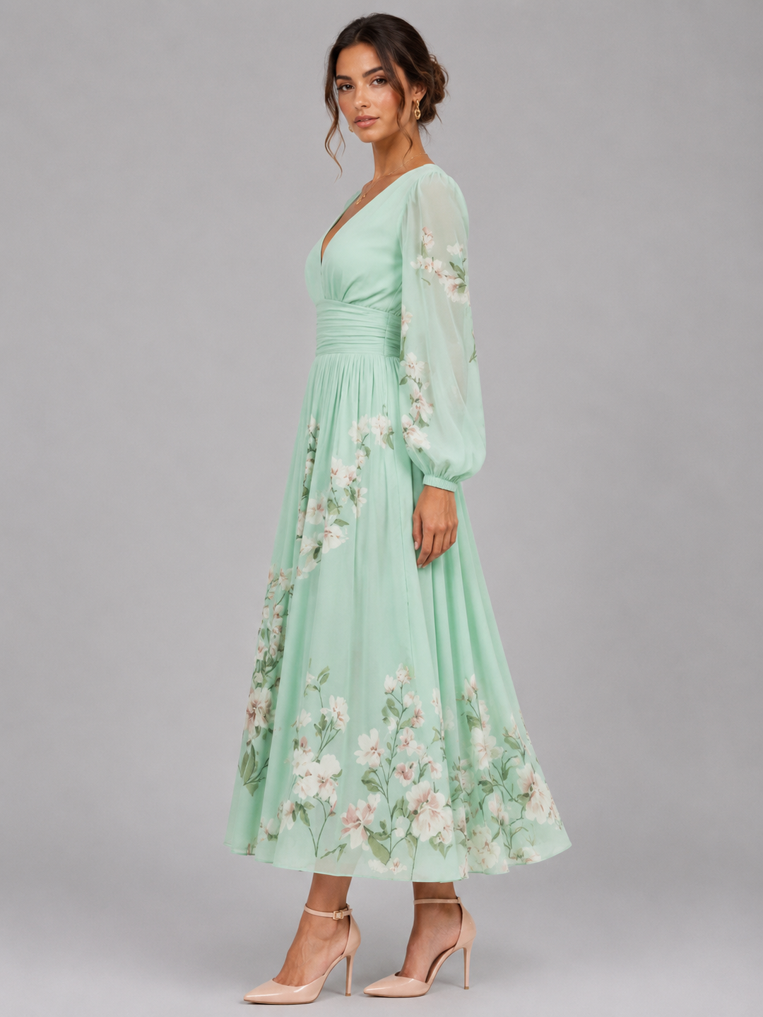 Millie | Wedding Guest Floral Chiffon Maxi Dress