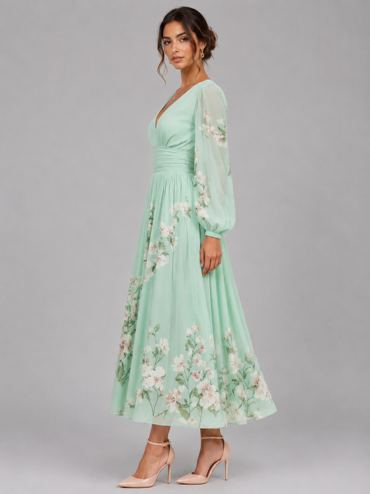 Millie | Wedding Guest Floral Chiffon Maxi Dress