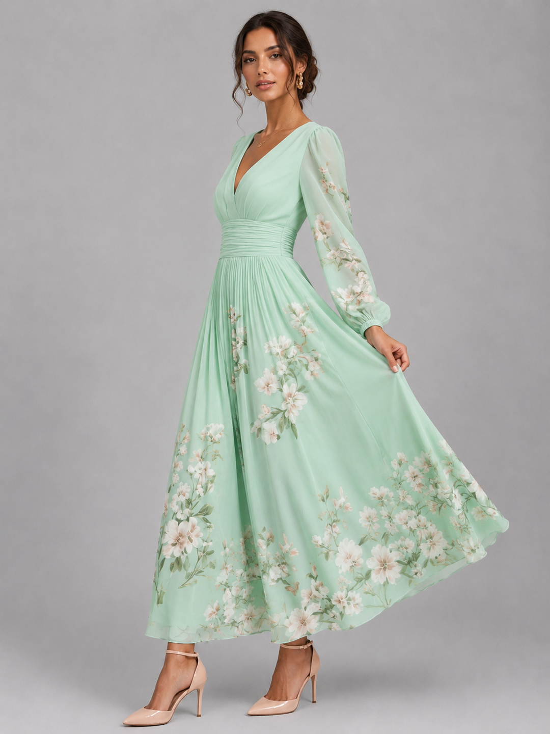 Millie | Wedding Guest Floral Chiffon Maxi Dress