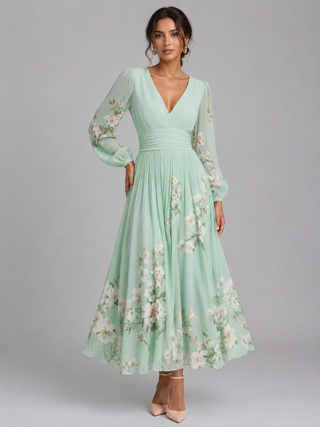 Millie | Wedding Guest Floral Chiffon Maxi Dress