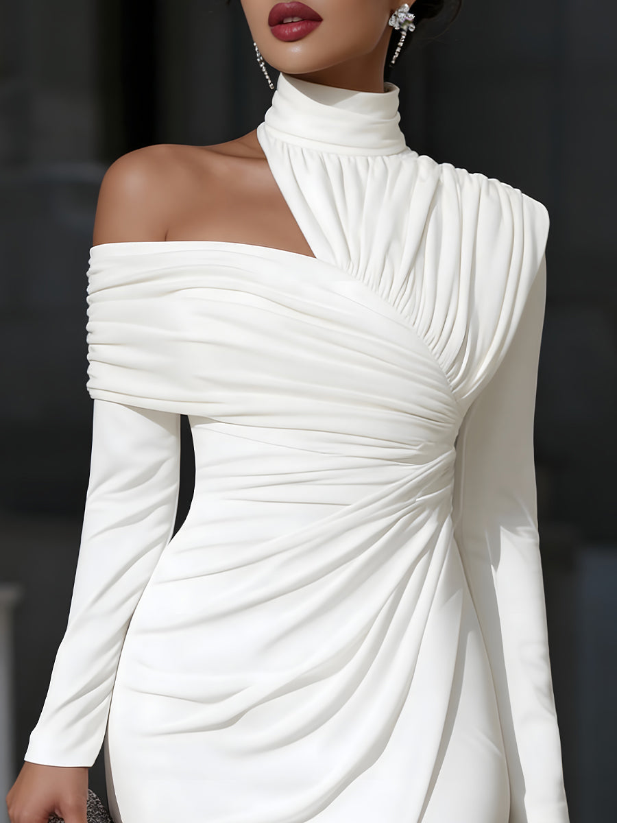 Nancy | One Shoulder Ruched Midi Party Dress