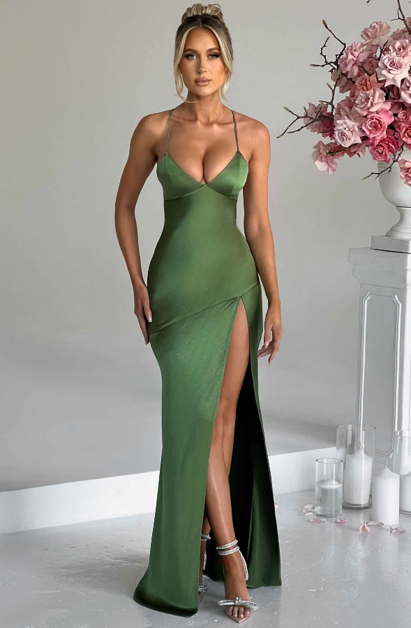 Nancy | Satin Slip Wedding Guest Maxi Dress