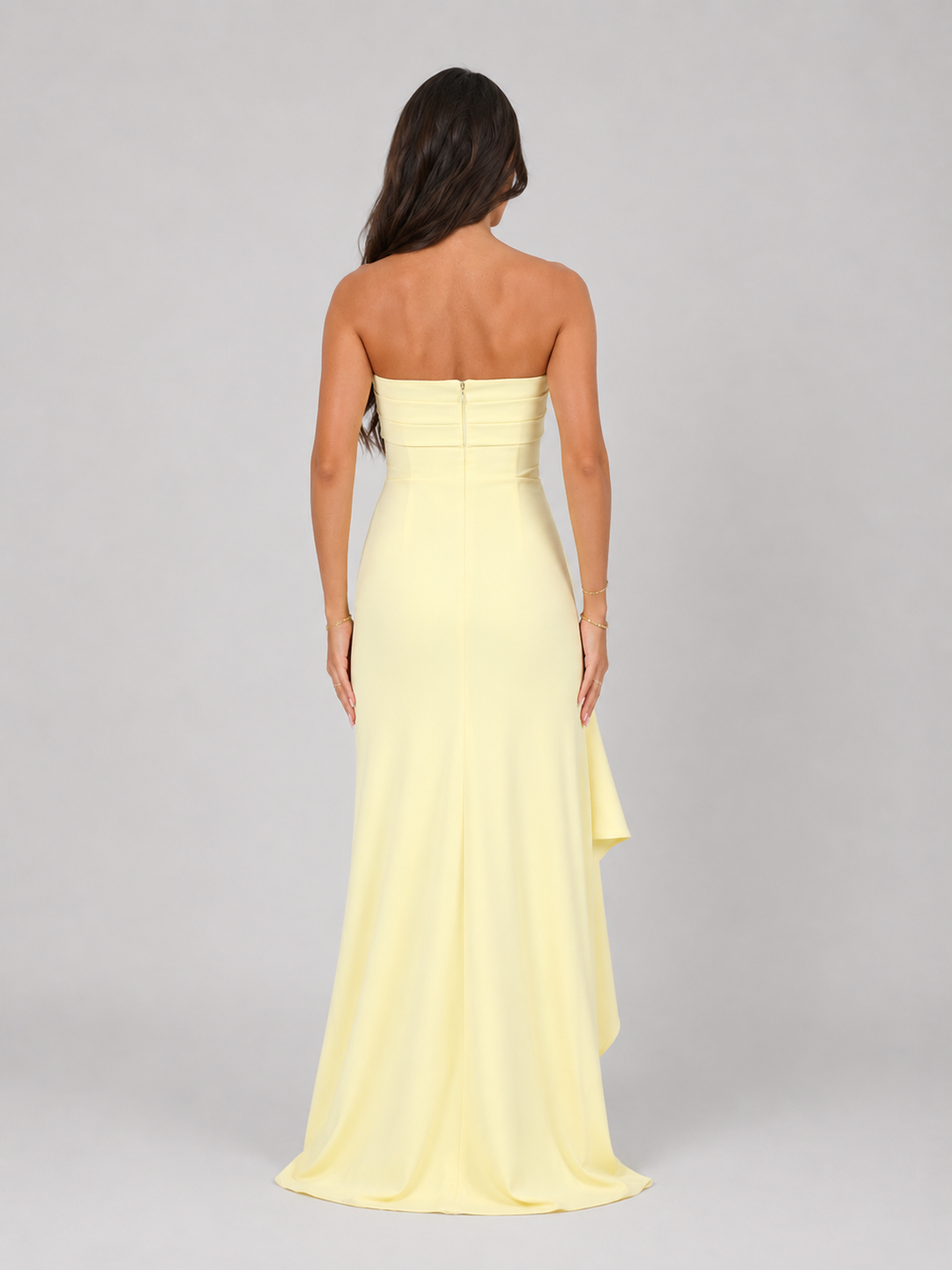 Nancy | Wedding Guest Strapless Pleated Maxi Dress