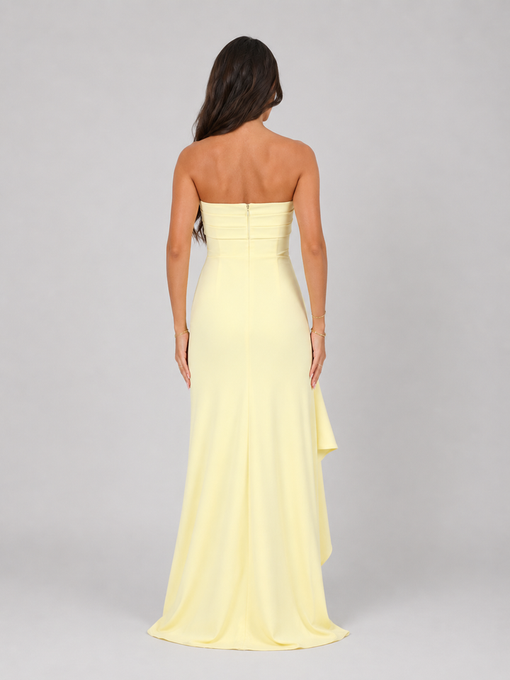 Nancy | Wedding Guest Strapless Pleated Maxi Dress