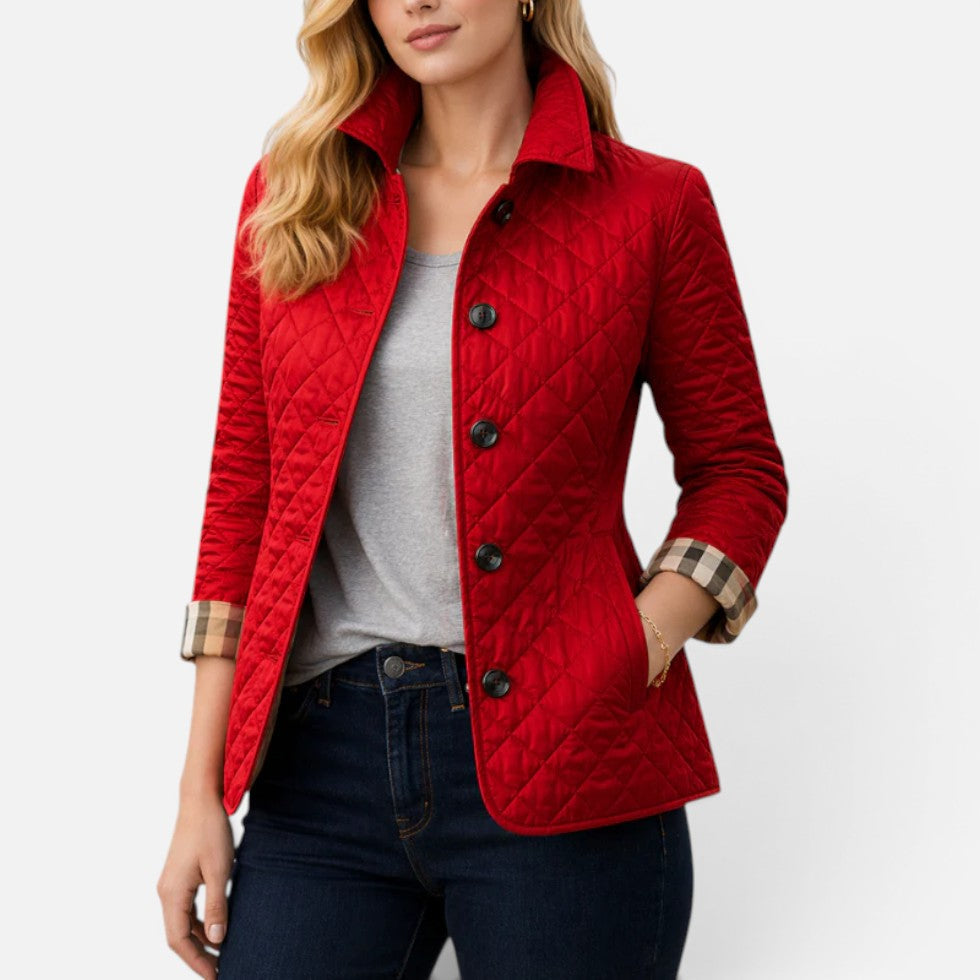 Nancy | Womens Fitted Quilted Button Collared Jacket