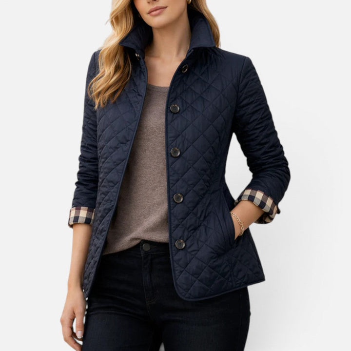 Nancy | Womens Fitted Quilted Button Collared Jacket