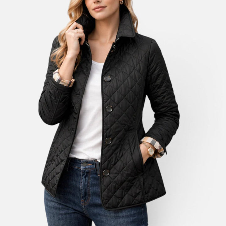 Nancy | Womens Fitted Quilted Button Collared Jacket