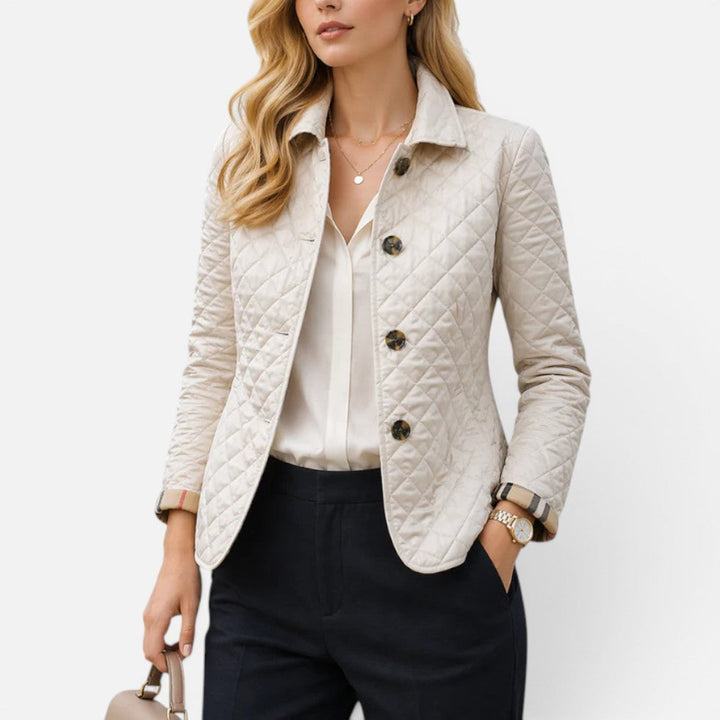 Nancy | Womens Fitted Quilted Button Collared Jacket