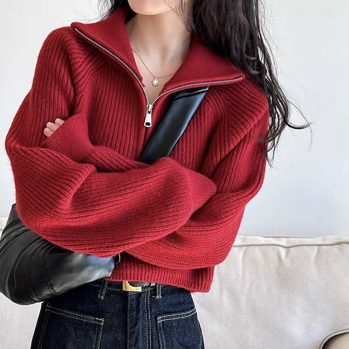 Willow | Knitted Quarter Zip Dropped Shoulder Sweater