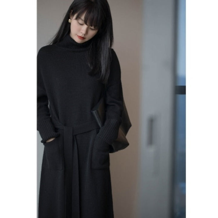 Phoebe | Jumper Dress Turtleneck Knit Midi Long Sleeve Relaxed