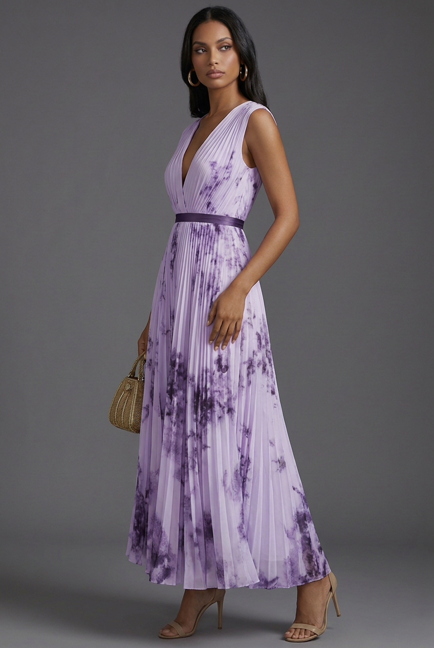 Phoebe | Sleeveless Pleated Wedding Guest Midi Dress
