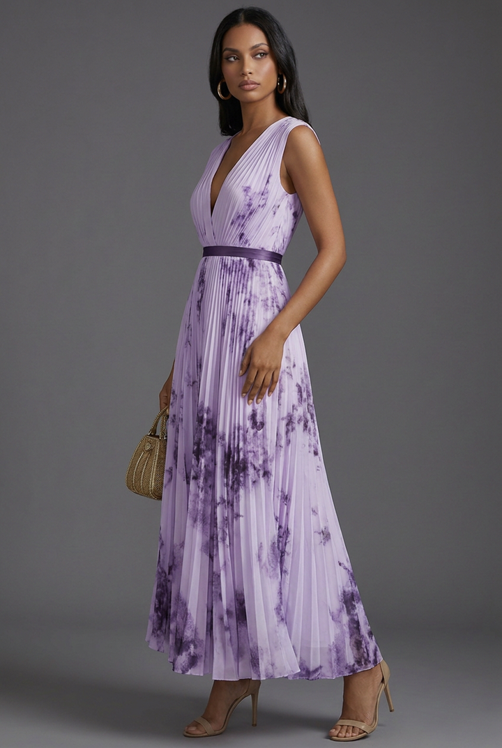 Phoebe | Sleeveless Pleated Wedding Guest Midi Dress
