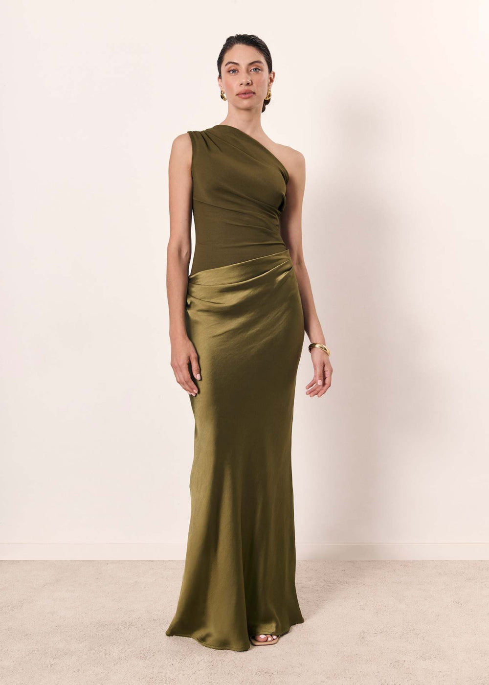 Phoebe | Wedding Guest One Shoulder Satin Maxi Dress