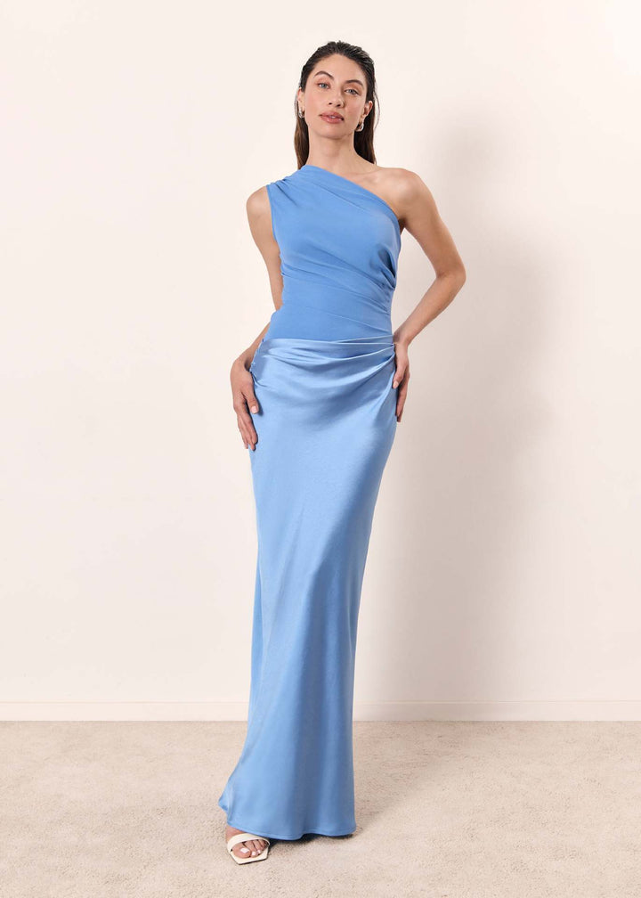 Phoebe | Wedding Guest One Shoulder Satin Maxi Dress