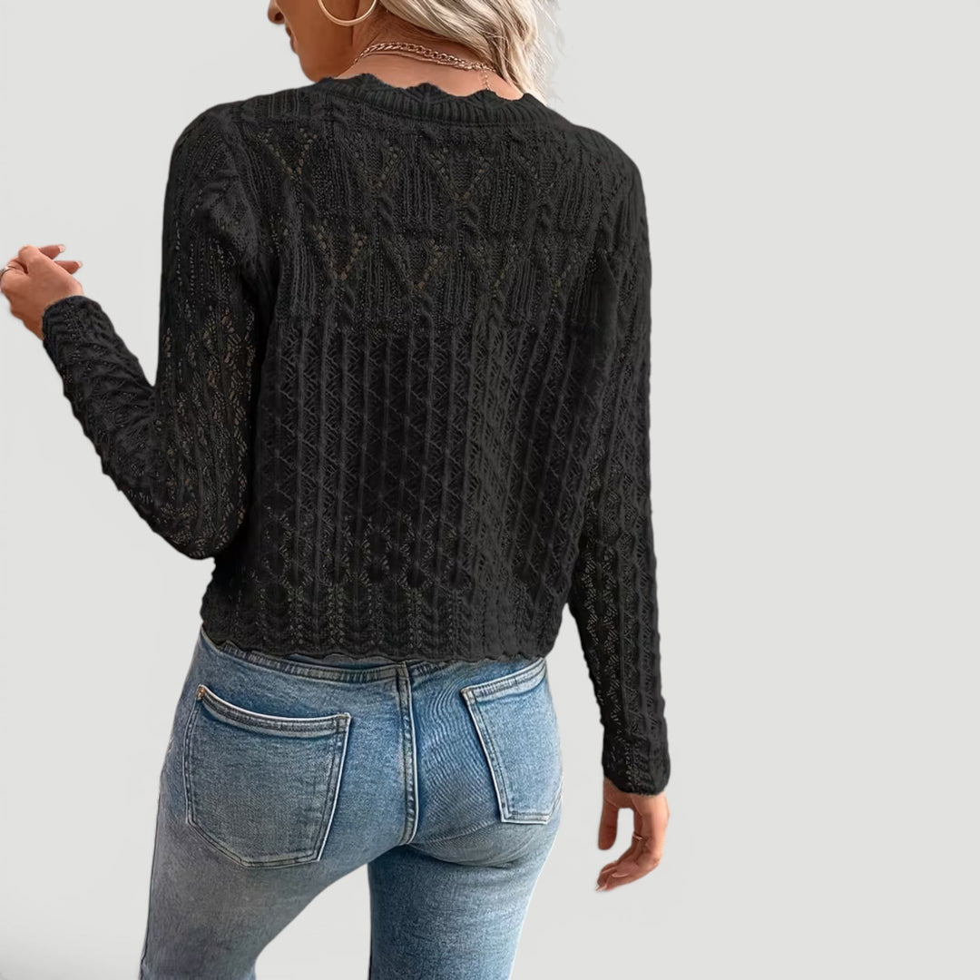 Phoebe | Womens Cropped Cable Knit Button Cardigan