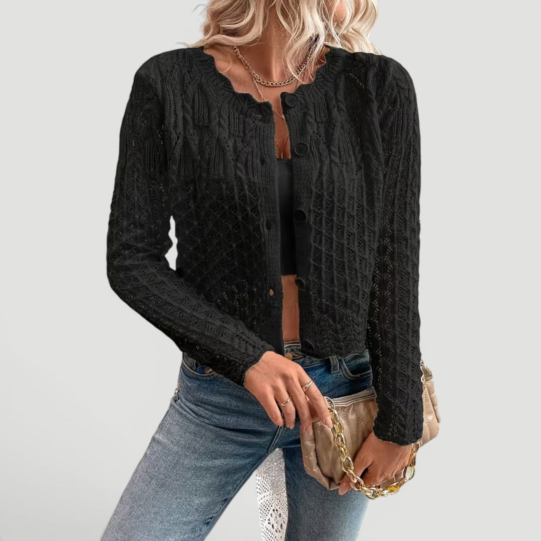 Phoebe | Womens Cropped Cable Knit Button Cardigan