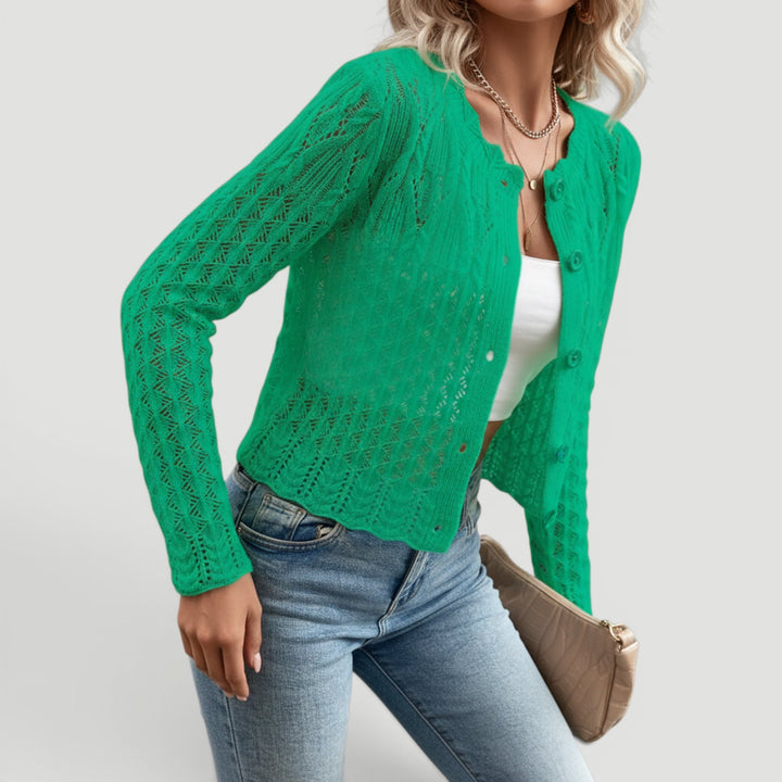 Phoebe | Womens Cropped Cable Knit Button Cardigan
