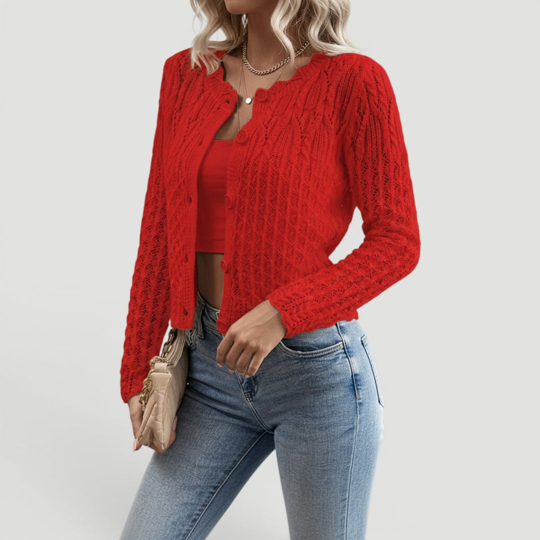 Phoebe | Womens Cropped Cable Knit Button Cardigan