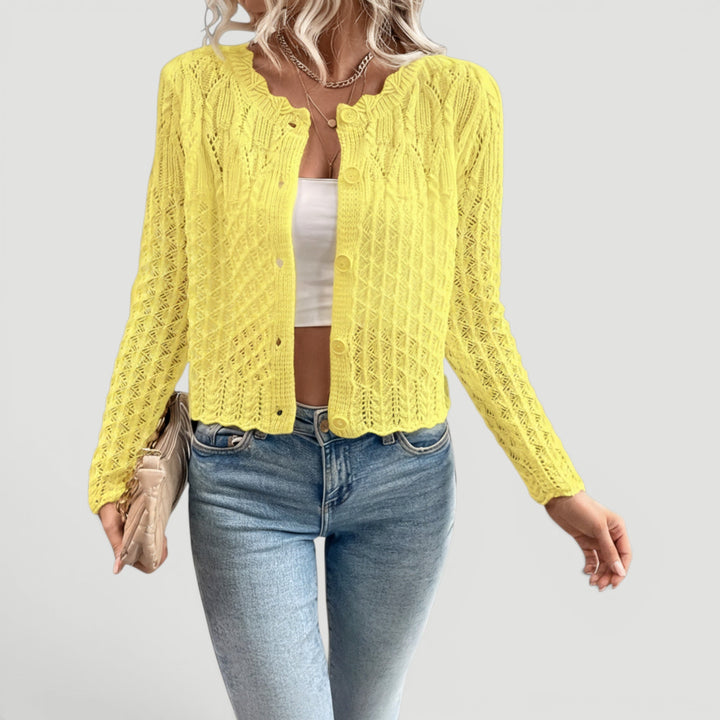 Phoebe | Womens Cropped Cable Knit Button Cardigan