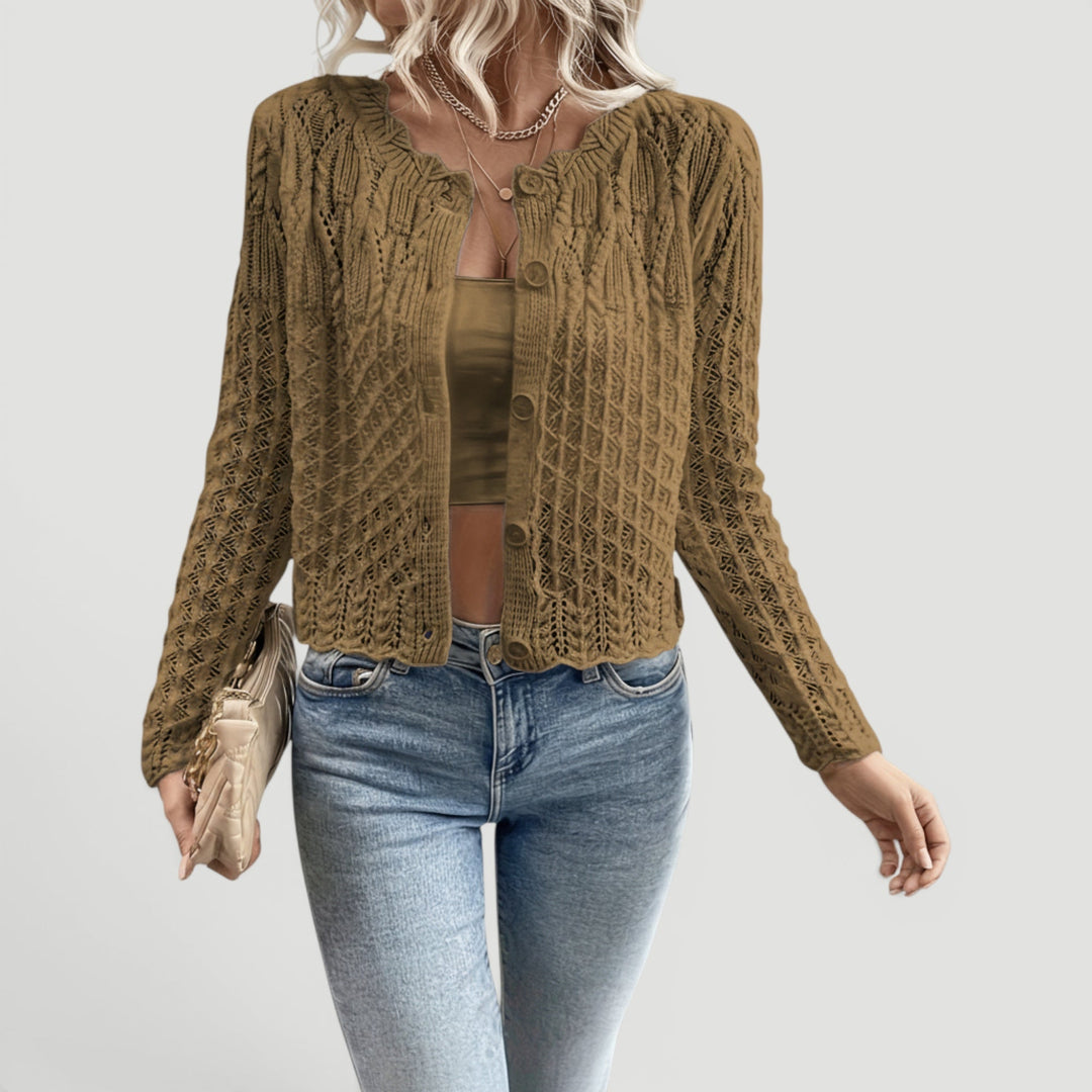 Phoebe | Womens Cropped Cable Knit Button Cardigan