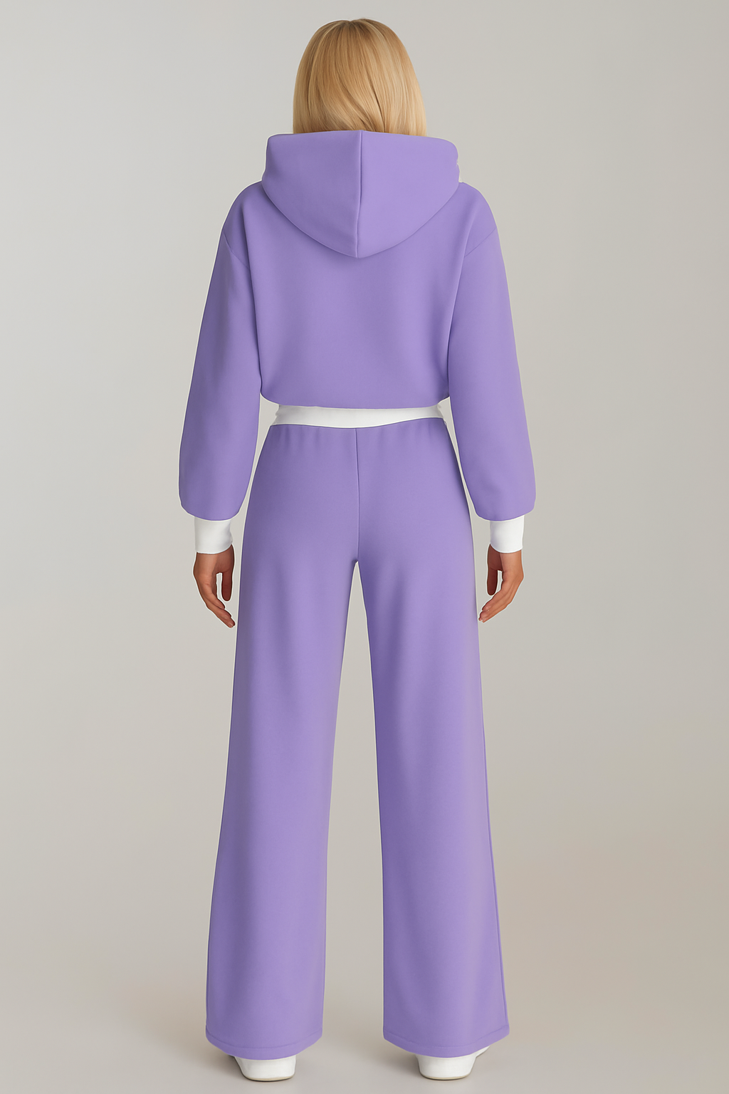 Phoebe | Womens Cropped Hoodie Wide Leg Trousers Set