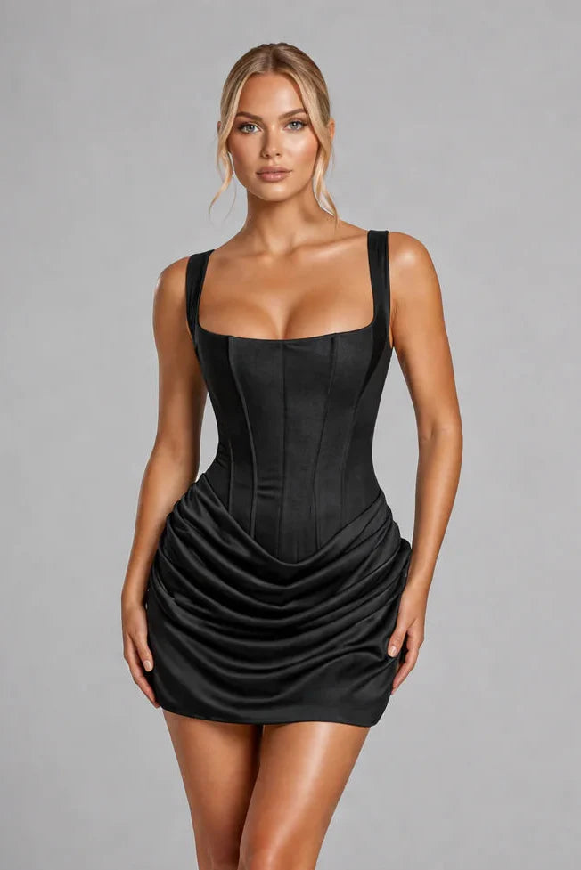 Phoebe | Womens Satin Corset Party Mini Dress