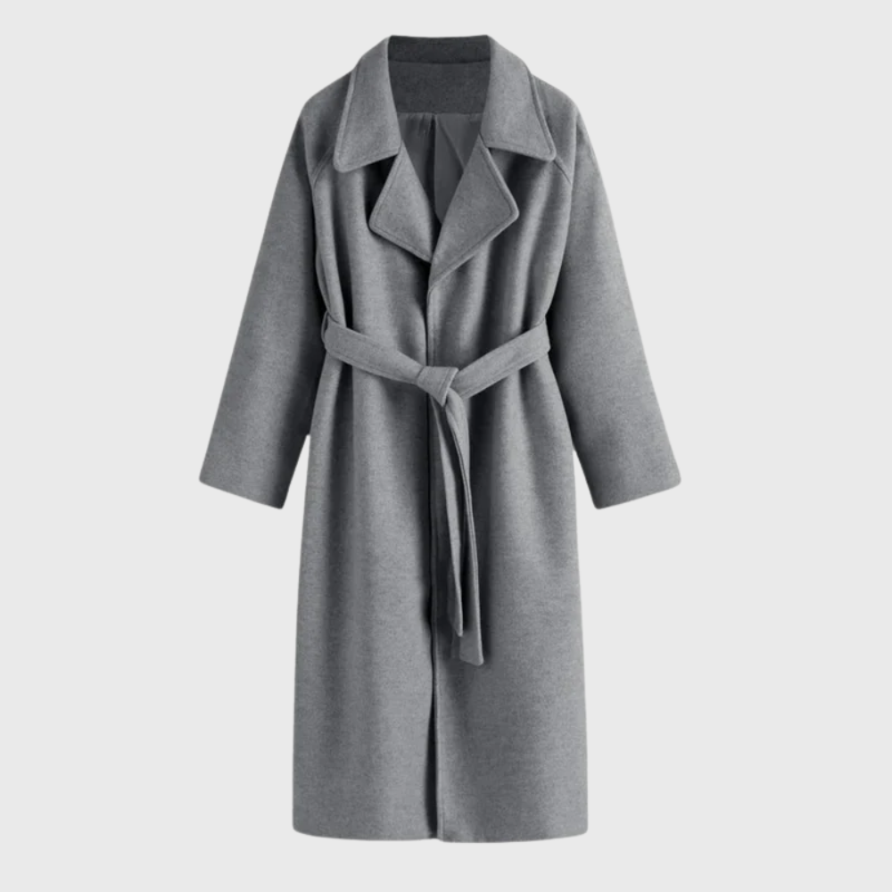 Tamsin | Relaxed Fit Wool Blend Wrap Coat Long Sleeves