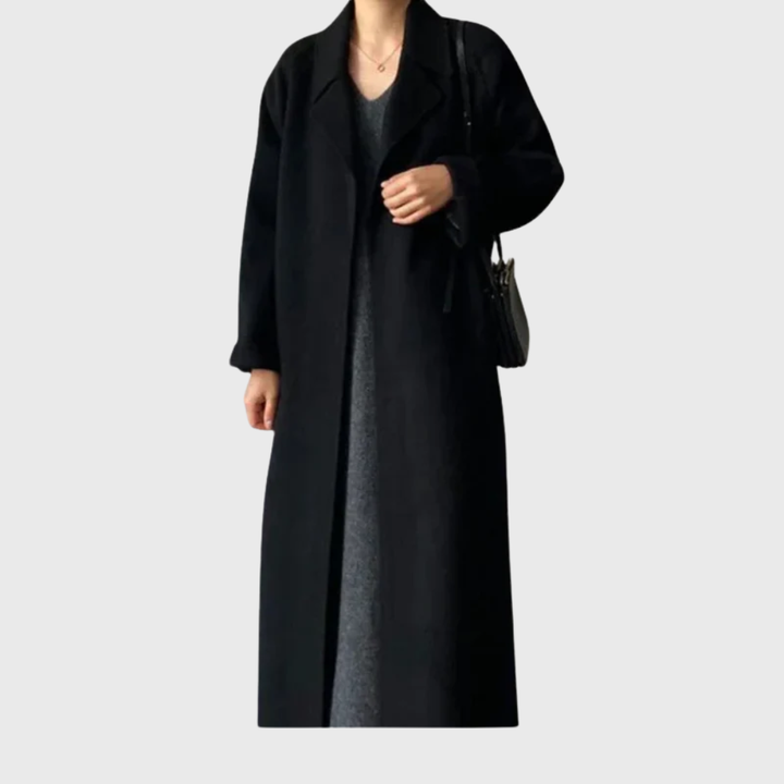 Tamsin | Relaxed Fit Wool Blend Wrap Coat Long Sleeves