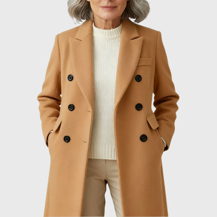 Georgia | Double Breasted Wool Blend Long Coat