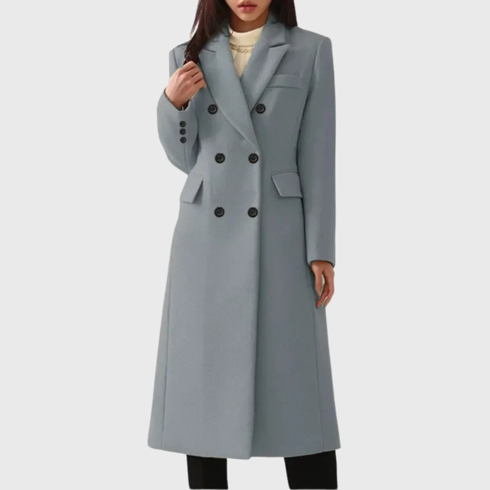 Georgia | Double Breasted Wool Blend Long Coat