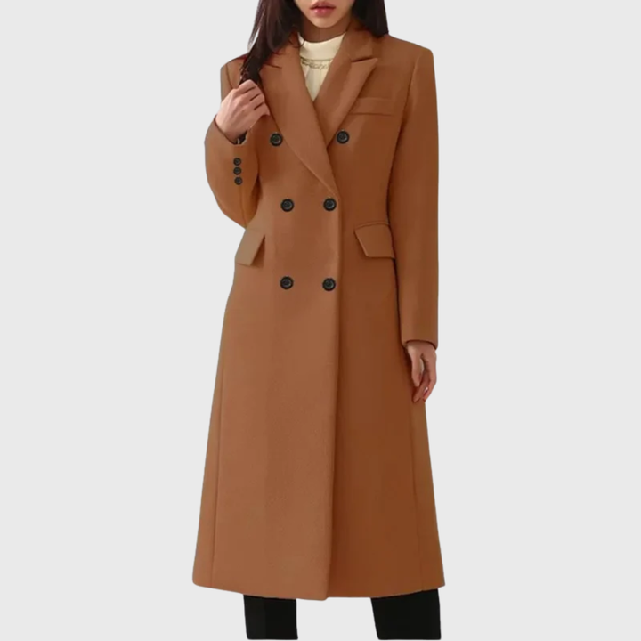 Georgia | Double Breasted Wool Blend Long Coat