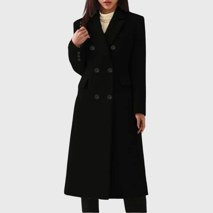 Georgia | Double Breasted Wool Blend Long Coat