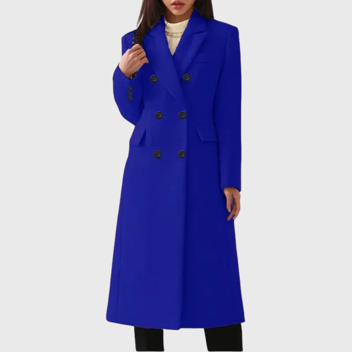 Georgia | Double Breasted Wool Blend Long Coat