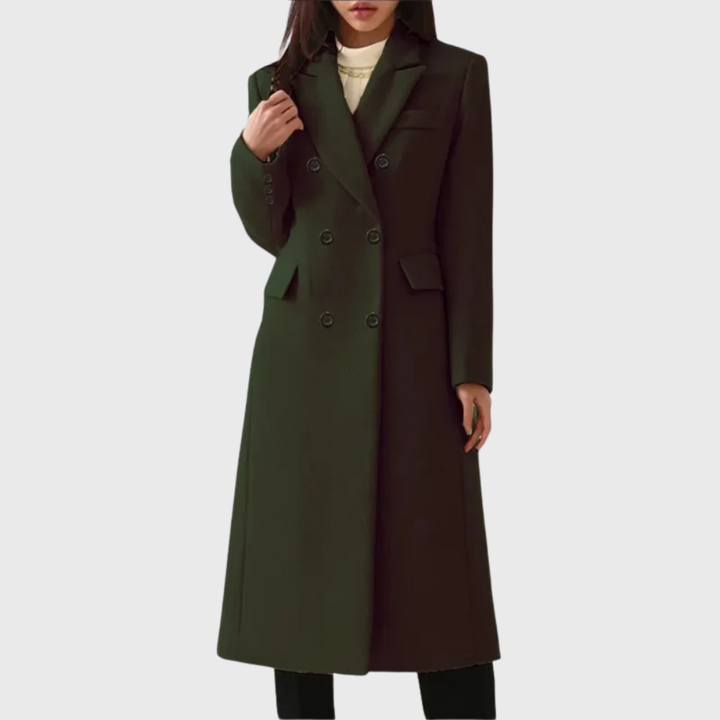 Georgia | Double Breasted Wool Blend Long Coat