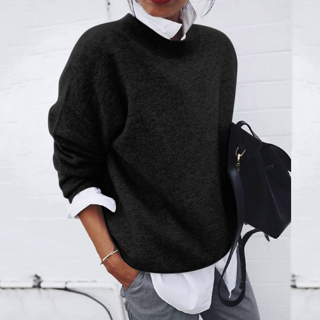 Pippa | Womens Oversized Crewneck Cuffed Sleeve Jumper