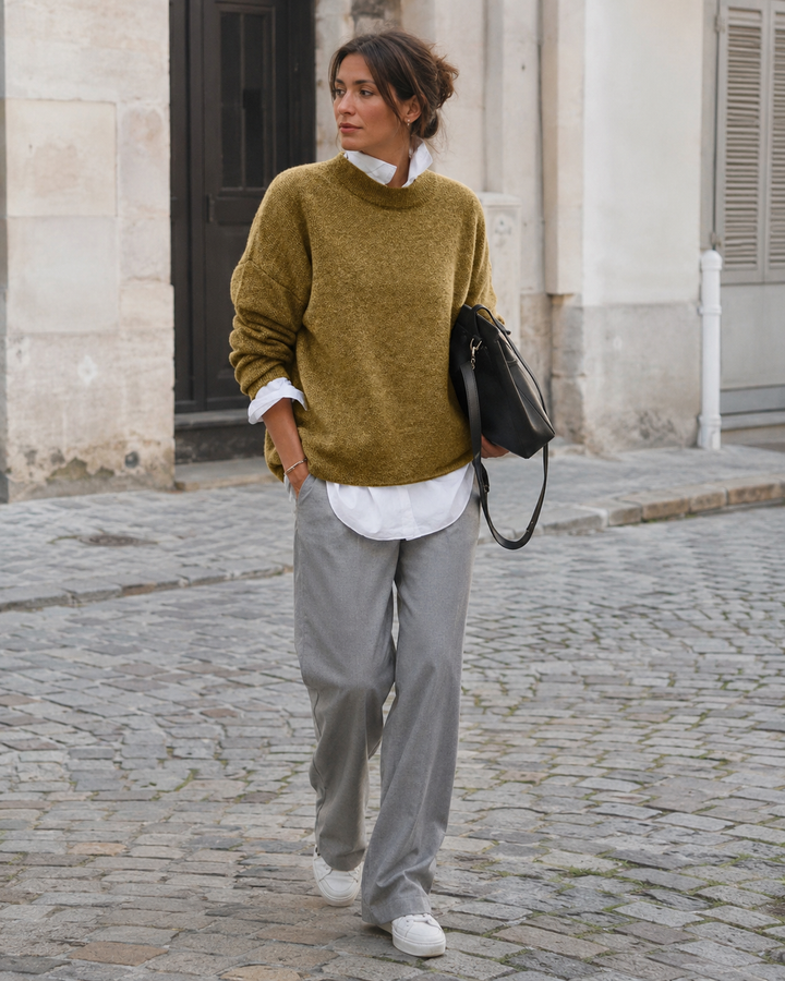 Pippa | Womens Oversized Crewneck Cuffed Sleeve Jumper