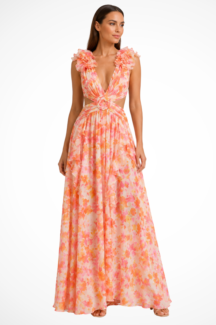 Poppy | Floral Sleeveless Wedding Guest Maxi Dress