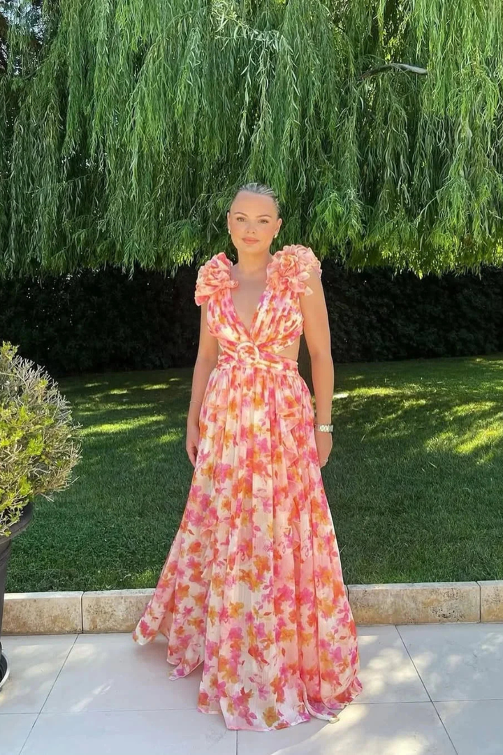 Poppy | Floral Sleeveless Wedding Guest Maxi Dress
