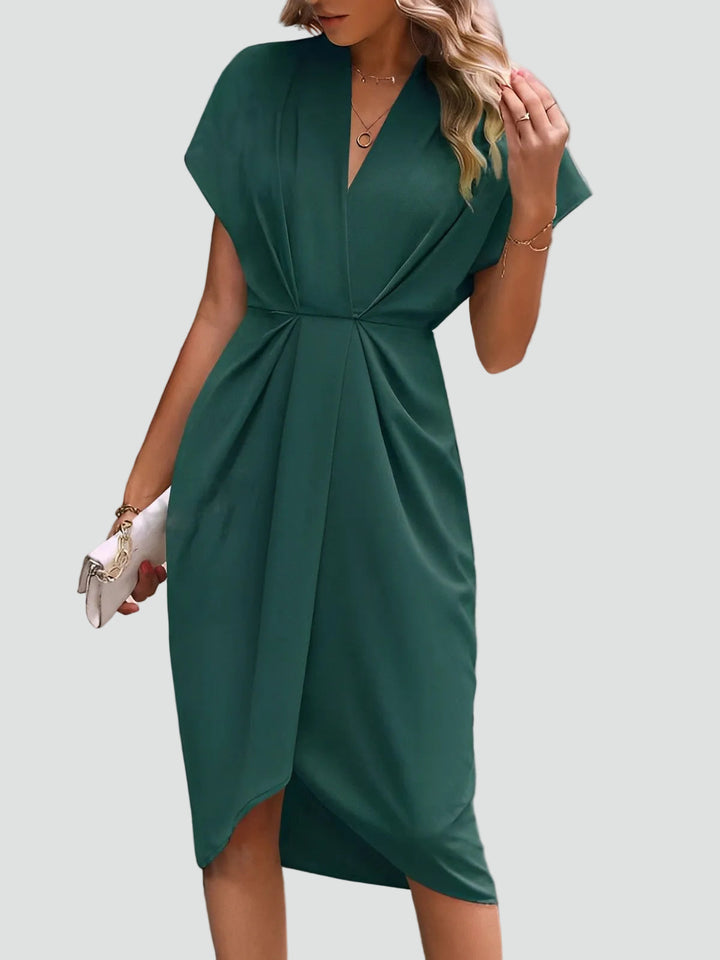 Poppy | Pleated Wrap Midi Dress Wedding Guest Party