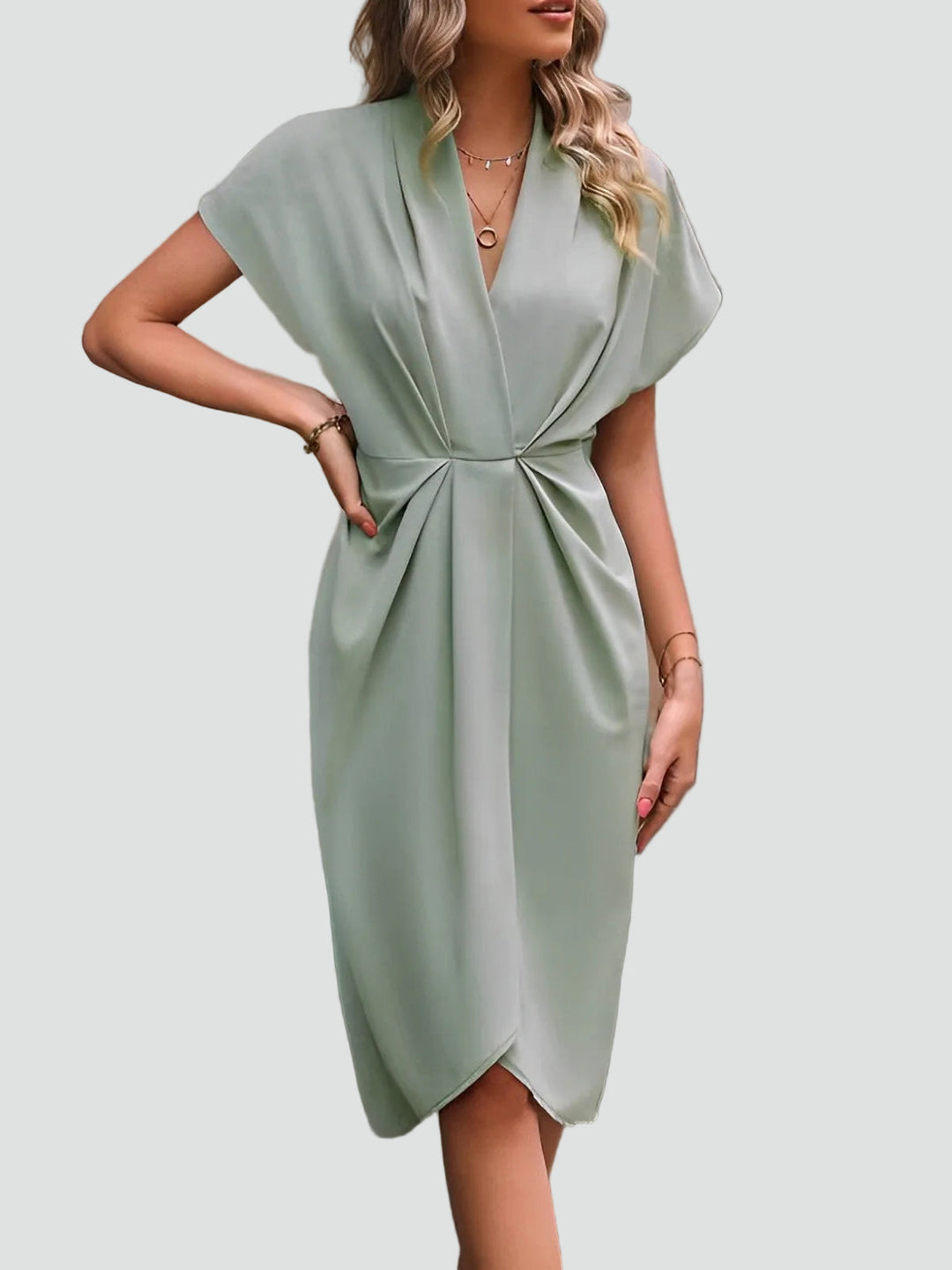 Poppy | Pleated Wrap Midi Dress Wedding Guest Party