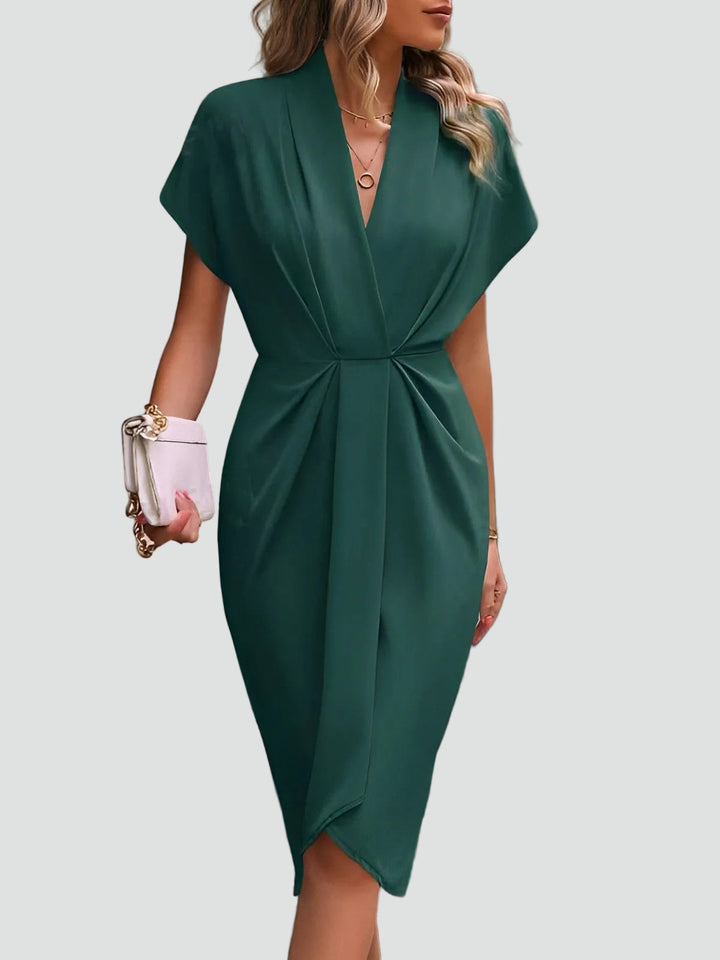 Poppy | Pleated Wrap Midi Dress Wedding Guest Party