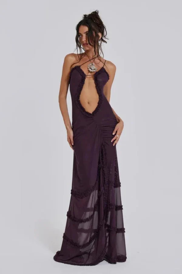 Poppy | Sleeveless Animal Print Cut Out Summer Maxi Dress