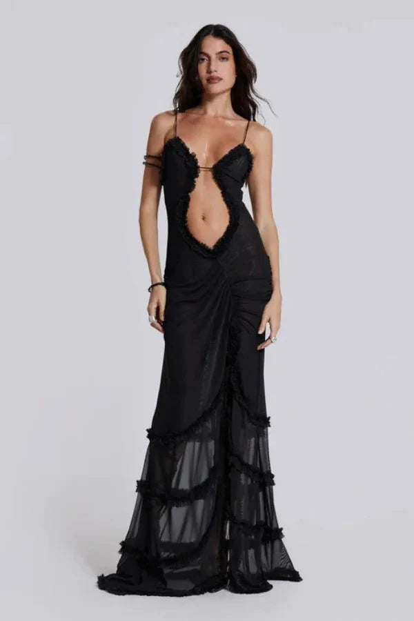 Poppy | Sleeveless Animal Print Cut Out Summer Maxi Dress